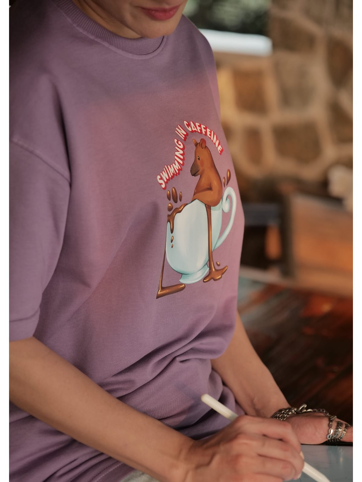 Swimming In Caffeine Unisex Oversized T-Shirt